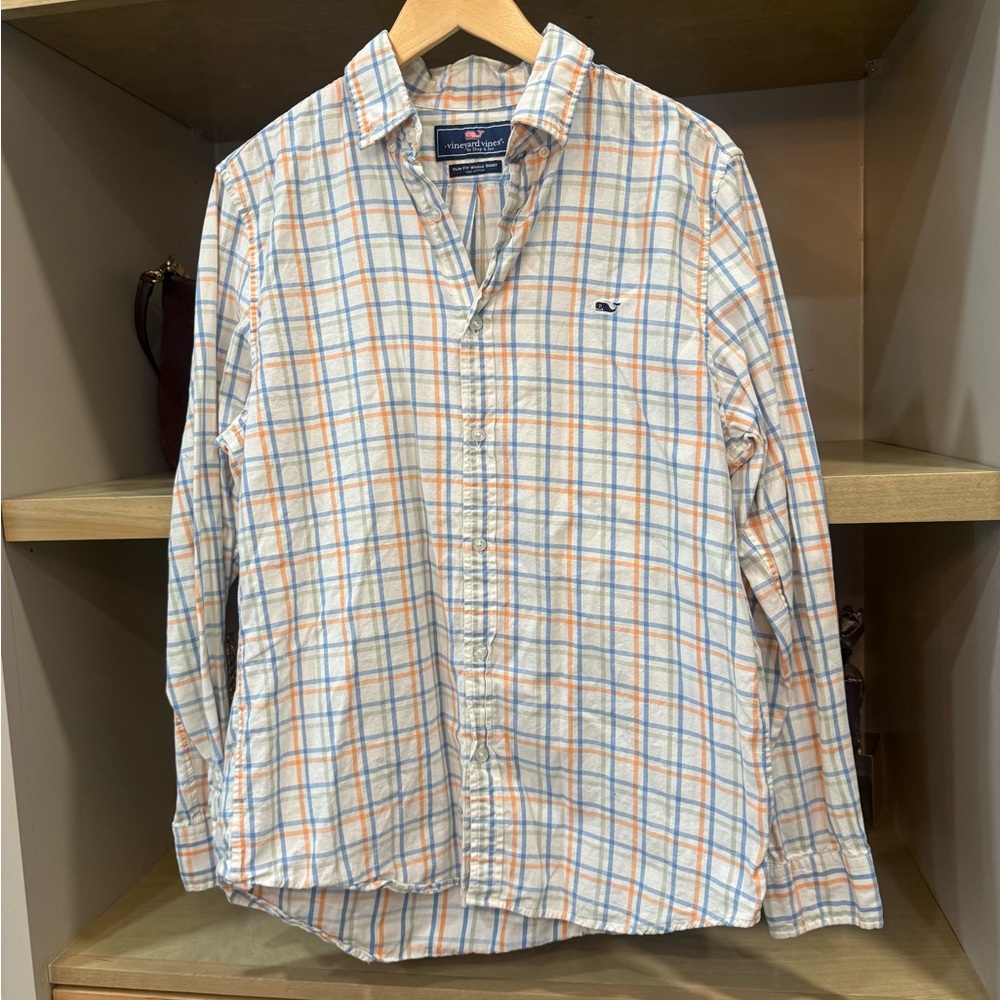 Vineyard Vines Light Blue and Orange Check Shirt